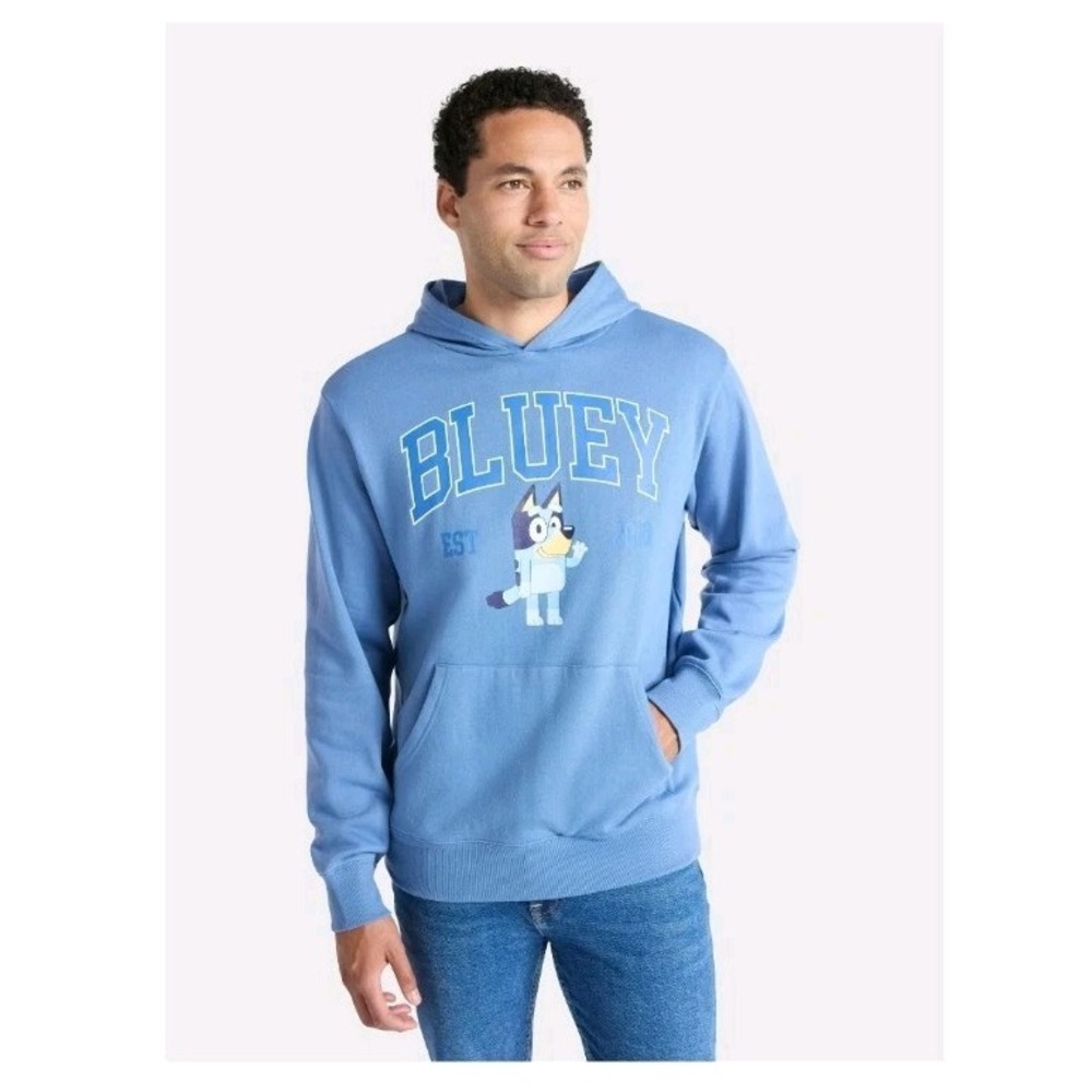 Bluey Mens Hoodie XL Blue Unisex Sweatshirt Kangaroo Pocket Mad Engine NEW - Picture 3 of 10